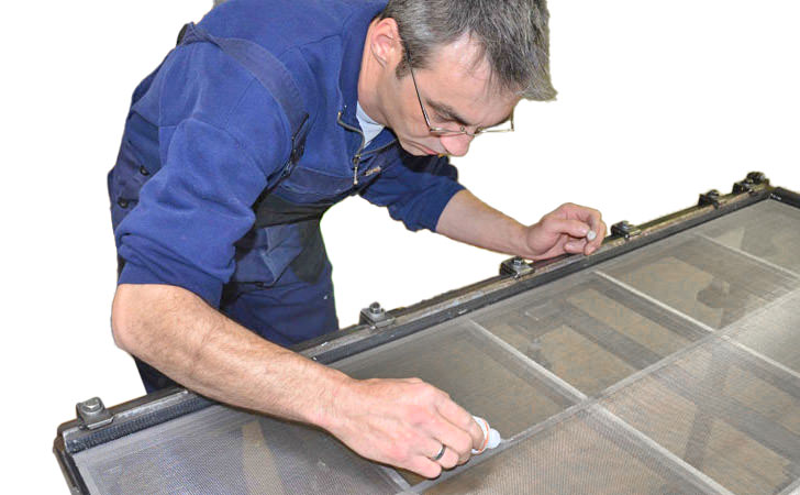 Sieve covering with instant adhesive